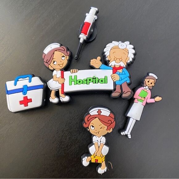 Set of 5 Nursing Croc Charms Novelty - Picture 1 of 5